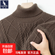 秋冬季新款加厚長(cháng)袖男士圓領(lǐng)針織衫時(shí)尚提花高領(lǐng)毛衣堆堆領(lǐng)純色上 IA6973駝咖 XL 180-推薦150-170斤