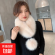 韓版新款冬季大毛球仿狐貍毛圍脖女式毛毛圍巾磁鐵吸扣毛領(lǐng)子圍脖 米白色