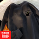 衛衣加絨加厚男女簡(jiǎn)約寬松港風(fēng)圓領(lǐng)套頭ins潮牌百搭印花上衣長(cháng)袖 FY50149黑色 加絨 【清倉跑量款】 M 【80-100斤】