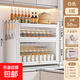 廚房調料品置物架多功能臺面帶蓋防塵防銹調料收納柜子置物柜家用 【精致白】-三層50*28*58cm