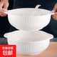 2只10.5英寸純白豎紋湯碗家用陶瓷餐具大湯碗雙耳防燙 2只10.5英寸雙耳豎紋湯碗