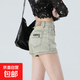 復古水洗做舊牛仔短褲女夏2025新款直筒褲辣妹高腰顯瘦百搭熱褲子 懷舊-632 L