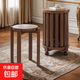 椅子創(chuàng  )意仿實(shí)木家用疊疊凳客廳餐廳小凳子可疊放收納輕奢圓凳組合 胡桃色-疊放圓凳+移動(dòng)滾輪