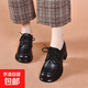 棕色英倫風(fēng)軟底高跟系帶厚底樂(lè )福鞋時(shí)尚單鞋2025新款秋季小皮鞋女 黑色 36