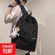 雙肩包男士簡(jiǎn)約大容量電腦背包女休閑日系初中生高中大學(xué)生書(shū)包男 黑色升級加大號【高46寬14長(cháng)37】