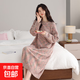 女士睡裙秋冬季半邊絨圓領(lǐng)套頭長(cháng)袖長(cháng)裙高級感舒適甜美家居服睡裙 【XX-102006】淺棕花紋女款 L 【推薦100-130斤穿】