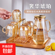 玻璃水杯套裝耐高溫高檔茶具大容量家用喝水泡茶杯茶壺冷水壺果汁 琥珀色【帶盤(pán)帶杯架】