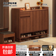入戶(hù)實(shí)木鞋柜家用門(mén)口新款2025室內新中式玄關(guān)柜一體靠墻鞋架 【三門(mén)一抽】檀木色80*32*100 組裝(自行安裝)