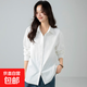 長(cháng)袖白襯衫女2025春季新款寬松休閑襯衣純色簡(jiǎn)約百搭上衣 白色 S 推薦（80-120斤）
