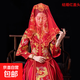 新娘紅蓋頭結婚中式秀禾新款中式蕾絲半透明紅色網(wǎng)紗古風(fēng)蒙頭喜帕 凰飛鳳舞蓋頭 60cm-80cm