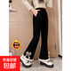 女童加絨褲子秋冬2025新款兒童春女孩一體燈芯絨褲加厚喇叭褲洋氣 DS-RK225【黑色絨團蝴蝶結微喇褲（冬款）】 160