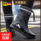 德系高檔雨鞋男新款收口防雨防水鞋中筒防滑雨靴水靴戶(hù)外釣魚(yú)雨靴 黑色加防水口不可拆 42