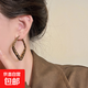 復古豹紋港風(fēng)圓圈耳環(huán)女2025新款爆款時(shí)髦夸張耳圈高級感氣質(zhì)耳飾 方形豹紋耳環(huán)【一對裝】