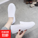 春夏季一腳蹬帆布小白鞋女防滑學(xué)生厚底懶人鞋老北京布鞋女護士鞋 白色 單層 【181】 37