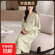 純棉月子服睡衣女春秋季帶胸墊純棉長(cháng)袖哺乳產(chǎn)后睡裙夏天待 55216：淺綠微笑花翻領(lǐng)長(cháng)裙月子服 XL （165-170cm，120-140斤）