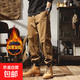 美式重磅工裝褲子男士2025新款寬松秋冬休閑褲潮牌春秋束腳哈倫褲 卡其色 加絨 XL