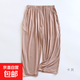 莫代爾睡褲女士薄款七分褲夏季休閑可外穿家居褲寬松中褲居家大碼 卡其色 L （105-120斤）