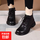真皮軟底小皮鞋女通勤不累腳媽媽鞋2025新款平底單鞋女鞋大碼41 黑色 37