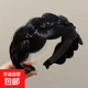 寬邊發(fā)箍假發(fā)麻花魚(yú)股辮頭箍發(fā)飾女2025新款帶齒防滑壓發(fā)發(fā)卡頭飾 1#蓬松拉花款發(fā)箍-自然黑