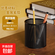 金屬網(wǎng)狀筆筒ins風(fēng)簡(jiǎn)約時(shí)尚大容量多功能桌面辦公好物收納筒化妝刷學(xué)生收納筒 黑色-圓形（金屬加厚款）