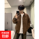 美拉德復古cleanfit春秋季拉鏈外套男女百搭寬松小眾皮夾克機車(chē)服 棕色 XL