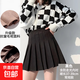毛呢半身裙秋冬裙子短裙2025年新款高腰顯瘦百褶裙傘裙百搭a字裙 M03黑色【含內襯】-毛呢料 加厚 XL (推薦115-130斤)