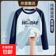 男童長(cháng)袖t恤春秋款2025新款秋季衣服兒童純棉打底衫帥氣男孩上衣 足球熊云釉藍 150