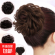 假發(fā)真發(fā)圈高丸子頭花女卷造型發(fā)飾自然盤(pán)發(fā)花苞皮筋蓬松包郵 自然黑1只深棕色1只