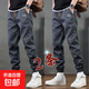 褲子男休閑褲春秋季耐磨工作褲新款運動(dòng)潮流束腳寬松工裝褲男 灰色+灰色【2條裝】 常規 3XL 建議145-160斤