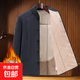 爸爸冬裝外套加絨加厚中老年男士立領(lǐng)保暖駝絨小棉衣冬季老人棉襖 深灰色 80223 3XL 建議130-150斤