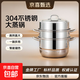 【胖東來(lái)蒸鍋制造商生產(chǎn)】大蒸鍋304不銹鋼三層加厚煤氣灶用 34cm 三層特厚蒸鍋 配2蒸片+1蒸格