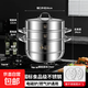 蒸探蒸鍋不銹鋼家用食品級特厚湯鍋饅頭三四層電磁爐通用 大玻璃款管耳 3層 30cm