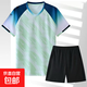 羽毛球服套裝短袖透氣速干運動(dòng)t恤男女款比賽服吸汗透氣乒乓球服 7055男款淺綠色套裝028黑 XL