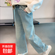 2025新款女童牛仔褲子童洋氣長(zhǎng)褲中大童女孩韓版休閑褲 LXH-N57【藍(lán)色】春秋款 140