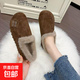2025年冬季新款棉鞋女軟底軟面加絨保暖雪地媽媽鞋一腳蹬舒適布鞋 深棕色 40