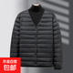 輕薄羽絨棉服男士?jī)?nèi)膽短款秋冬新款休閑保暖無領(lǐng)內(nèi)搭外穿棉衣外套 黑色 2XL 135-150斤