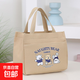 新款高顏值帆布手提包外出簡(jiǎn)約便攜上班族學(xué)生手拎百搭飯盒便當包 高品質(zhì)卡其3只熊大容量立體包