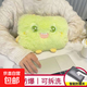 國標熱水袋水袋充電式暖水袋防爆加厚寶寶熱敷可愛(ài)卡通毛絨暖手寶 綠色小怪獸（618）
