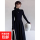 冬季配大衣內搭赫本風(fēng)法式毛衣裙黑色半高領(lǐng)打底針織連衣裙女秋冬 黑色 均碼