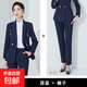 西裝套裝女春秋職業(yè)裝氣質(zhì)正裝高端雙排扣西服外套酒店經(jīng)理工作服 深藍色西裝+褲子 2XL