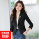 西裝簡(jiǎn)約干練氣質(zhì)短款外套女秋季新款休閑百搭OL通勤小個(gè)子小西服 黑色（單件外套） 4XL