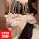 可愛(ài)黃油小熊小兔發(fā)圈發(fā)繩緞面粉色少女卡通頭繩大腸馬尾發(fā)飾頭飾 小兔子