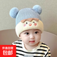 寶寶帽子秋冬季可愛(ài)卡通毛球套頭帽嬰幼兒針織毛線(xiàn)加厚護耳男女寶 兒童帽子-藍色-1個(gè)裝