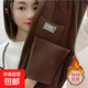 不加絨/加絨秋冬女裝高腰燈芯絨休閑褲寬松加大碼中年小腳長(cháng)褲 咖啡色【加絨加厚】 L 【建議100-115斤】