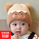 寶寶帽子秋冬季可愛(ài)卡通毛球套頭帽嬰幼兒針織毛線(xiàn)加厚護耳男女寶 兒童帽子-卡其-1個(gè)裝