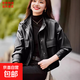 休閑皮夾克外套女士2025春秋新款精品寬松短款潮牌小個(gè)子PU皮衣服 黑色 S