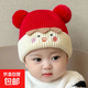 寶寶帽子秋冬季可愛(ài)卡通毛球套頭帽嬰幼兒針織毛線(xiàn)加厚護耳男女寶 兒童帽子-紅色-1個(gè)裝
