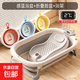嬰兒折疊洗澡盆坐躺大號新生兒浴盆寶寶浴桶小孩泡澡桶家用兒童 皇冠浴盆+浴架+溫度計+3個(gè)臉盆