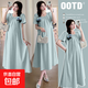 孕婦夏裝連衣裙夏季時(shí)尚薄款清涼連衣裙長(cháng)款孕婦裙孕婦裝 湖藍色 XL