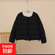 2025年新款短款羽絨服女韓版圓領(lǐng)時(shí)尚輕薄白鴨絨外套潮小個(gè)子 暗夜黑 S (160) 80--100斤